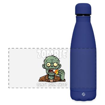 ZOMBIE CANDY CORN CHAOS - ZOMBIE HALLOWEEN - Matte Panoramic Thermal Bottle 500 ml - dark blue  - Front