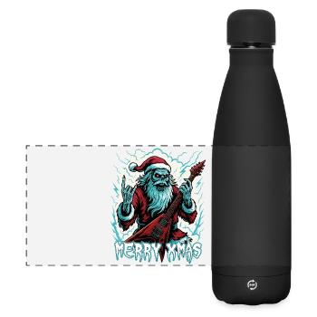 Santa Doom mit E-Gitarre - Matte Panorama Isolierflasche 500 ml - Schwarz - Vorne