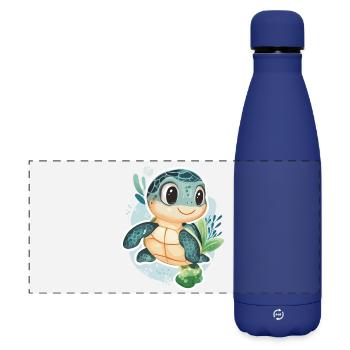 Schildkröte - Matte Panorama Isolierflasche 500 ml - Dunkelblau  - Vorne