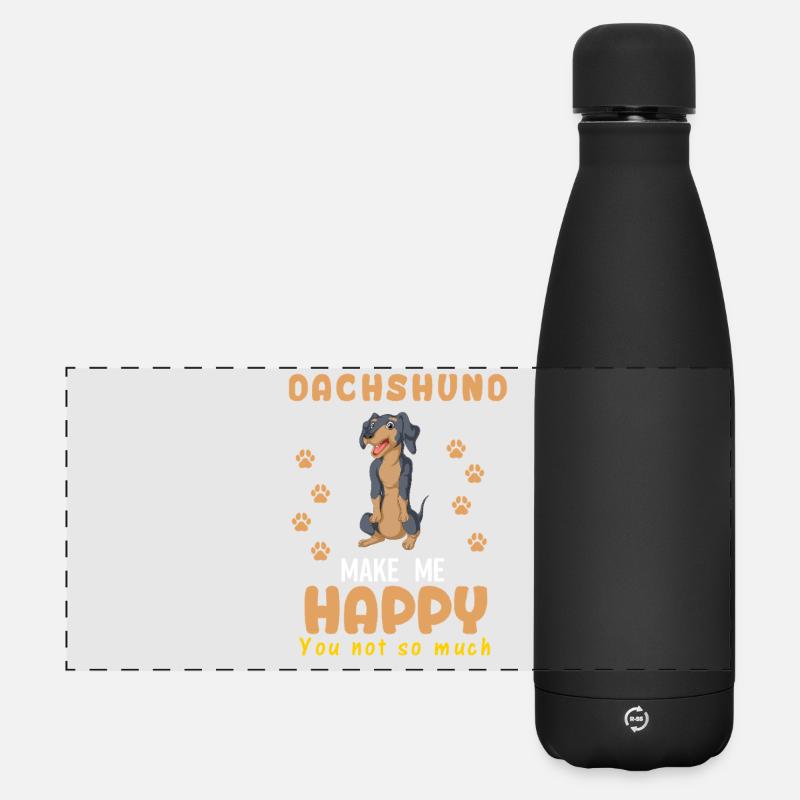 Cute Dachshund Make Me Happy Quote Design - Matte Panoramic Thermal Bottle 500 ml - black