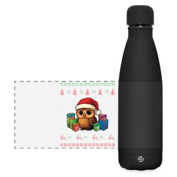 Santa Ugly Christmas Eule - Matte Panorama Isolierflasche 500 ml - Schwarz - Vorne