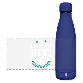 Pug Mops - Matte Panoramic Thermal Bottle 500 ml - dark blue  - Front