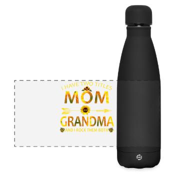 Chemise tournesol maman et grand-mère – T-shirt cadeau - Gourde isotherme panoramique mate 500 ml - noir - Devant
