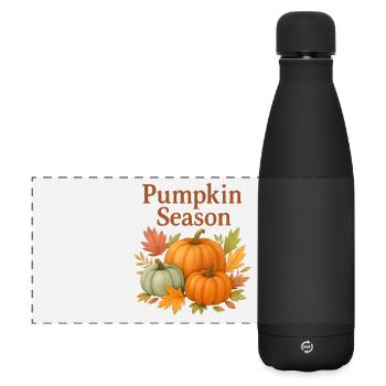  Pumpkin Season – Herbstliche Kürbisse - Matte Panorama Isolierflasche 500 ml - Schwarz - Vorne