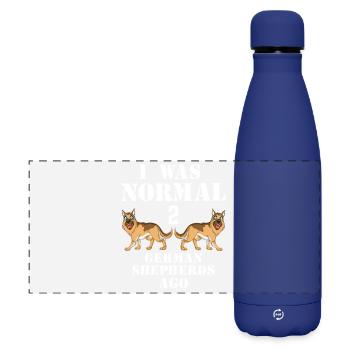 Humorvolles Meme-Design für den Deutschen Schäferhund - Matte Panorama Isolierflasche 500 ml - Dunkelblau  - Vorne