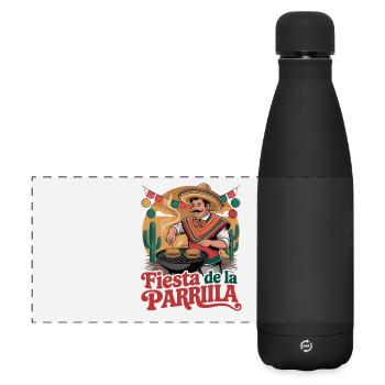  Fiesta De La Parrilla: Mexikanisches - Matte Panorama Isolierflasche 500 ml - Schwarz - Vorne