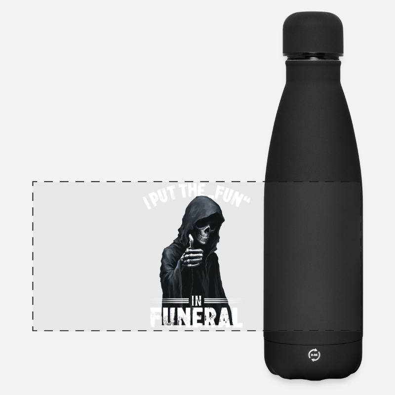 Grim Reaper saying I put the fun in funeral motif - Matte Panoramic Thermal Bottle 500 ml - black