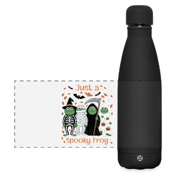Spooky frogs with Halloween motifs - Matte Panoramic Thermal Bottle 500 ml - black - Front