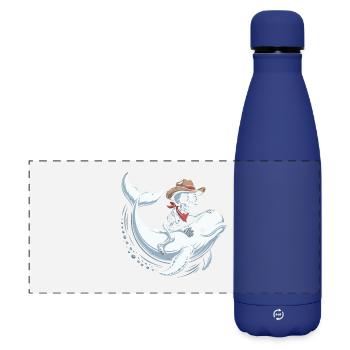 Skull Cowboy auf Beluga-Wal - Matte Panorama Isolierflasche 500 ml - Dunkelblau  - Vorne
