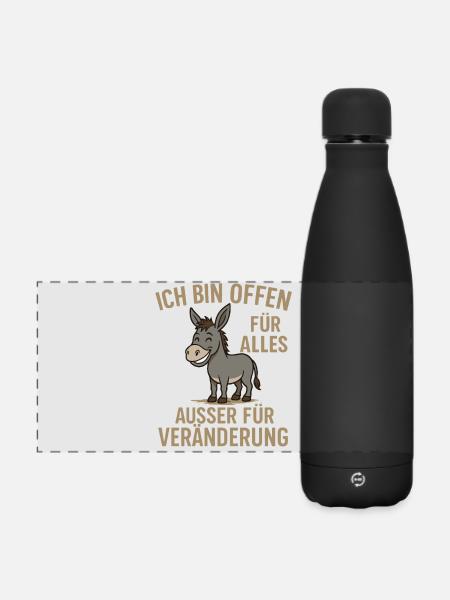Humorvolle Esel-Motivationsbotschaft - Matte Panorama Isolierflasche 500 ml - Schwarz