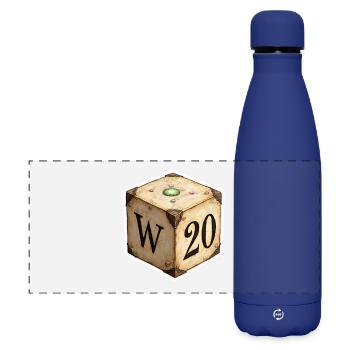 Antique D6 Dice with D20 – Fantasy Cartoon - Matte Panoramic Thermal Bottle 500 ml - dark blue  - Front