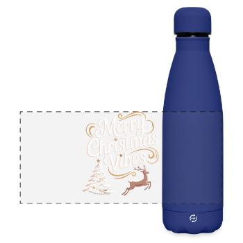 Joyeux Noël Ambiance Festive Design - Gourde isotherme panoramique mate 500 ml - bleu foncé  - Devant