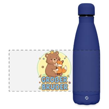 Niedlicher Bär und Fuchs Geschwister Design - Matte Panorama Isolierflasche 500 ml - Dunkelblau  - Vorne
