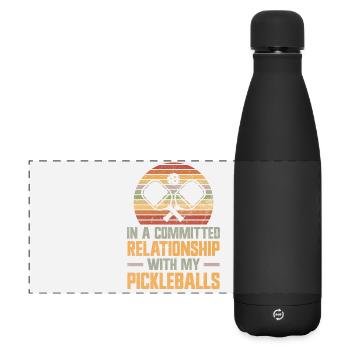 Joueur de paddleball rétro - Gourde isotherme panoramique mate 500 ml - noir - Devant