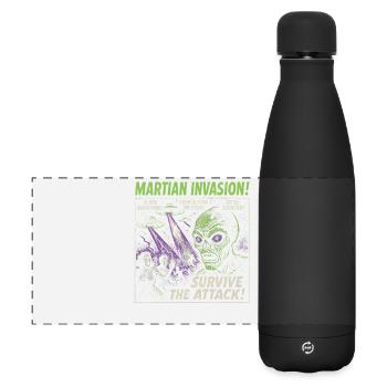 Mars Invasion Alien Movie Poster Halloween - Matte Panoramic Thermal Bottle 500 ml - black - Front