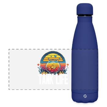 Fischzüchter Aquarianer Fischzucht - Matte Panorama Isolierflasche 500 ml - Dunkelblau  - Vorne