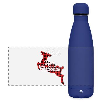 Chemise de Noël look bûcheron avec motif renne - Gourde isotherme panoramique mate 500 ml - bleu foncé  - Devant