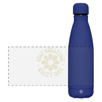 Contre le harcèlement, l’harmonie, la cohésion, le message - Gourde isotherme panoramique mate 500 ml - bleu foncé  - Devant