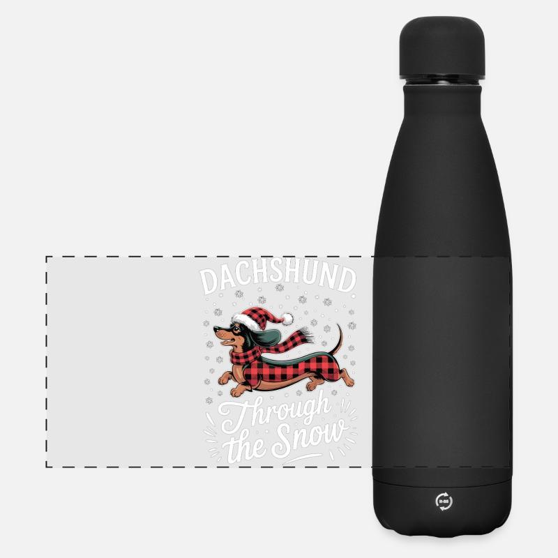 Christmas with Dachshund Shirt - Matte Panoramic Thermal Bottle 500 ml - black