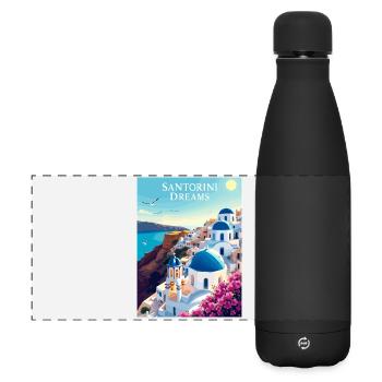 Santorini Träume - Matte Panorama Isolierflasche 500 ml - Schwarz - Vorne
