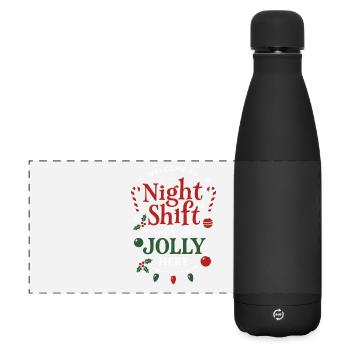 NachtSchicht Jolly Weihnachtsteam - Matte Panorama Isolierflasche 500 ml - Schwarz - Vorne