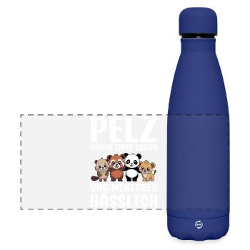 PELZ MACHT TIERE SCHÖN UND MENSCHEN HÄSSLICH - Matte Panorama Isolierflasche 500 ml - Dunkelblau  - Vorne