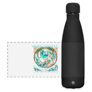 Birthstone March Aquamarine - Matte Panoramic Thermal Bottle 500 ml - black - Front