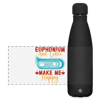 Euphonium Coffee Make Me Happy Baritone Marching - Matte Panorama Isolierflasche 500 ml - Schwarz - Vorne