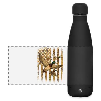 Ducks With Camo US Flag Waterfowl Pride - Matte Panoramic Thermal Bottle 500 ml - black - Front