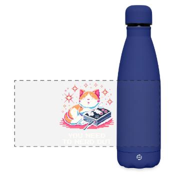 Du musst nerdig ausrasten | Nerd, Katze, Arcade - Matte Panorama Isolierflasche 500 ml - Dunkelblau  - Vorne