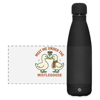 Weihnachtsgans Triff mich unter der Mistelgans - Matte Panorama Isolierflasche 500 ml - Schwarz - Vorne