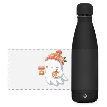 Halloween Pumpkin Spice Latte Kawaii Ghost avec - Gourde isotherme panoramique mate 500 ml - noir - Devant