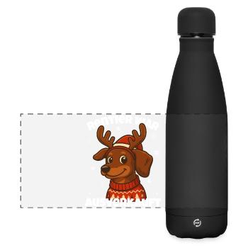 Le renne était épuisé – Teckel drôle - Gourde isotherme panoramique mate 500 ml - noir - Devant