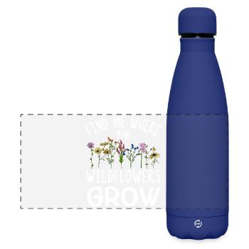 Finde mich dort, wo Wildblumen wachsen - Matte Panorama Isolierflasche 500 ml - Dunkelblau  - Vorne