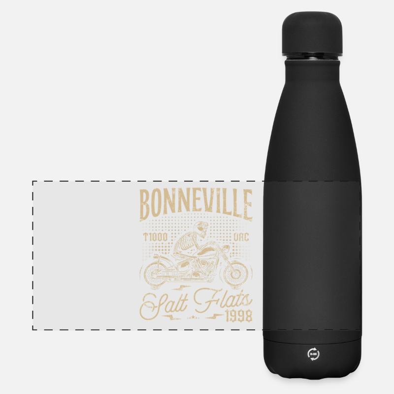Bonneville Salt Flats Motorrad Geburtstag 1998 - Matte Panorama Isolierflasche 500 ml - Schwarz
