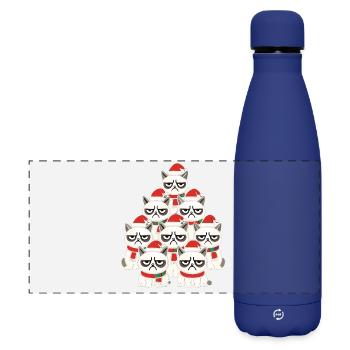  Grumpy Christmas Cats – Lustiges Katzen - Matte Panorama Isolierflasche 500 ml - Dunkelblau  - Vorne