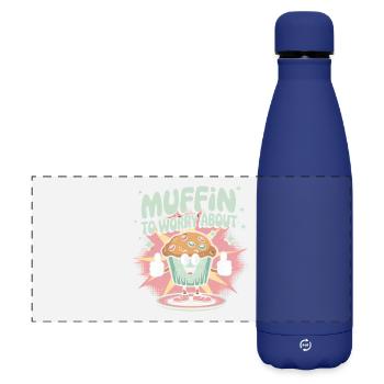 Retro Muffin - Matte Panorama Isolierflasche 500 ml - Dunkelblau  - Vorne