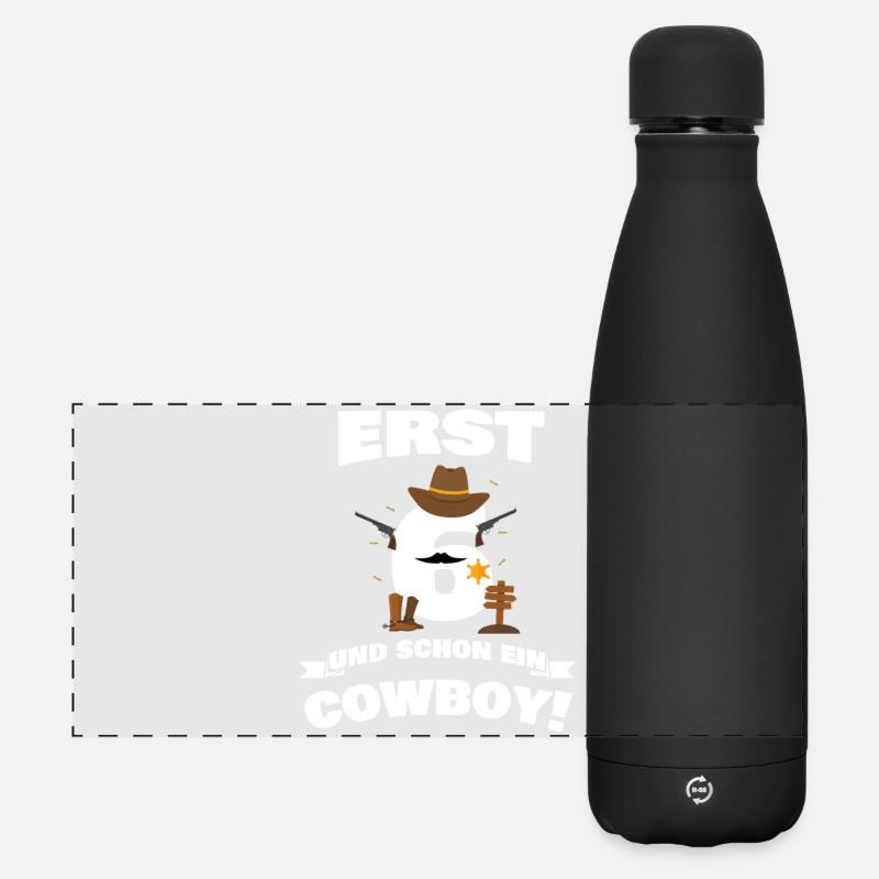 Only 6 and already cowboy / kids gift idea - Matte Panoramic Thermal Bottle 500 ml - black
