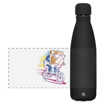 Rasender Hamster Radler - Matte Panorama Isolierflasche 500 ml - Schwarz - Vorne