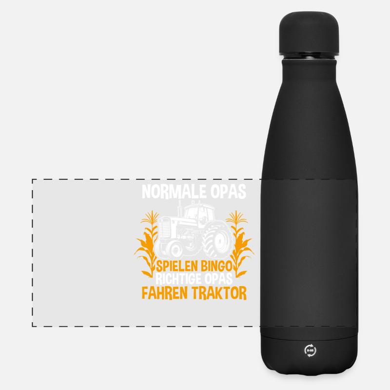 Landwirt Bauernhof Farmer Bauer Opa Großvater Trak - Matte Panorama Isolierflasche 500 ml - Schwarz