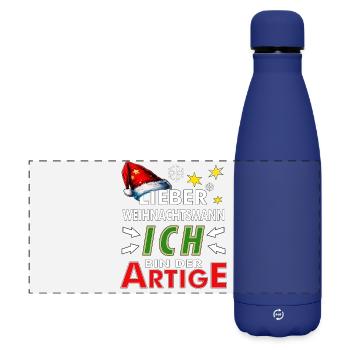 WEIHNACHTSMANN ICH BIN DER ARTIGE - Matte Panorama Isolierflasche 500 ml - Dunkelblau  - Vorne
