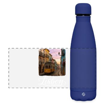 Lisbon - Matte Panoramic Thermal Bottle 500 ml - dark blue  - Front