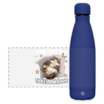 Cat Pajama Nightgown – Fun Cozy Sleep - Matte Panoramic Thermal Bottle 500 ml - dark blue  - Front