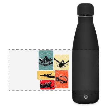 Motif de silhouettes de chars vintage - Gourde isotherme panoramique mate 500 ml - noir - Devant