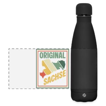 Original Sachsen Karte - Matte Panorama Isolierflasche 500 ml - Schwarz - Vorne