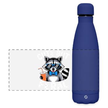 Cute but Feral Raccoon - Matte Panoramic Thermal Bottle 500 ml - dark blue  - Front