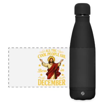 Né en décembre – Motif festif - Gourde isotherme panoramique mate 500 ml - noir - Devant