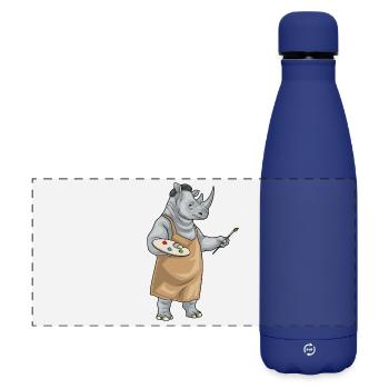 Peintre de rhinocéros au pinceau - Gourde isotherme panoramique mate 500 ml - bleu foncé  - Devant