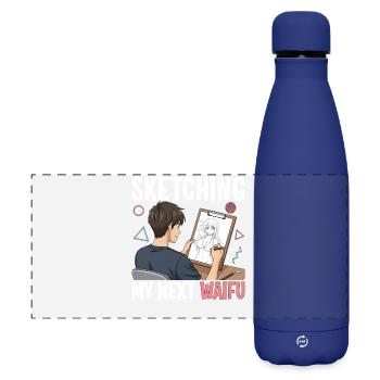Sketching My Next Waifu - Matte Panorama Isolierflasche 500 ml - Dunkelblau  - Vorne