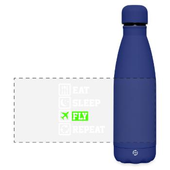 Eat Sleep Fly Repeat Funny Pilot Travel Aviation L - Matte Panoramic Thermal Bottle 500 ml - dark blue  - Front